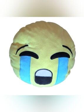 😭 Source Unknown Yellow and Blue Crying Laugh Emoji Plush Pillow